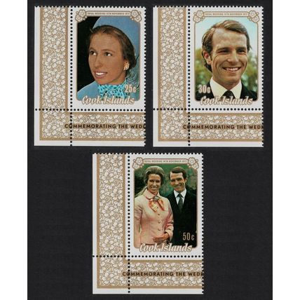 Cook Is. Princess Anne Royal Wedding 3v Corners 1973 MNH SG#450-452