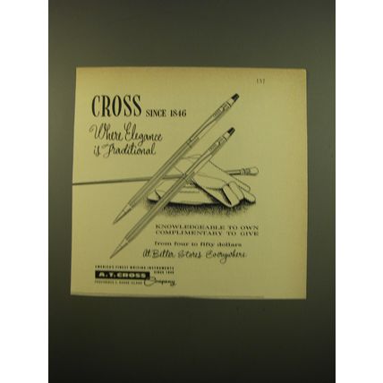 1961 A.T. Cross Pens and Pencils Ad - Elegance is Traditional