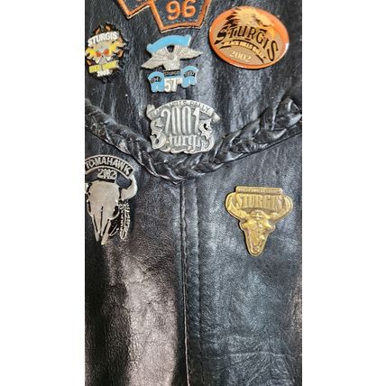 Unik Black Leather Biker Riding Vest Harley Davidson patches XXL HOG Motorcycle