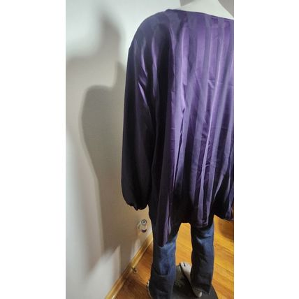 Liz Claiborne Purple Black Striped Dress Shirt Round Neck Long Sleeve Size 3x