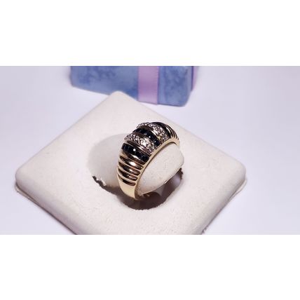 Estate .83ctw Natural Sapphire and Diamond channel shrimp 14Kt YG Dome Ring22076