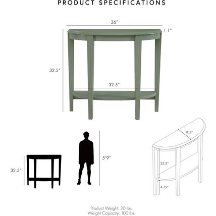 HOMES: inside + Out Payne Modern Half Moon Accent Console Table with Storage She