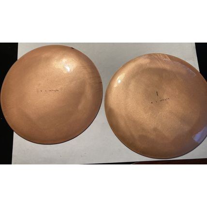 Ruth Louise Whyte Enamel Copper Pheasant Plates- 2-6 1/4" - Signed