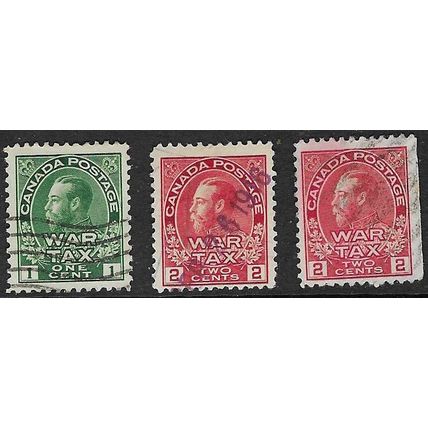 CANADA 1915 WAR TAX SET USED SG228-30
