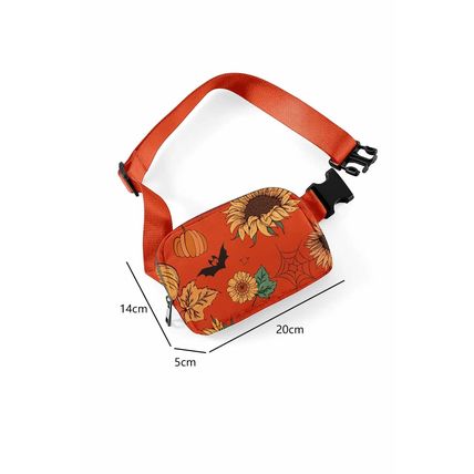 Orange Pumpkin Sunflower Halloween Graphic Crossbody Bag