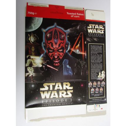 Kellogg`s Corn Flakes 1999 Star Wars Episode1 Darth Maul Cereal Box Empty