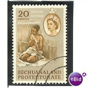 Bechuanaland 1961 20c Yellow Brown & Drab Used SG 176 Sc188 Woman Musician stamp