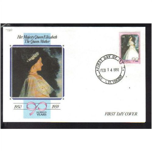 1990 GRENADINES OF ST VINCENT QUEEN MOTHER 90TH BIRTHDAY FDC SG720