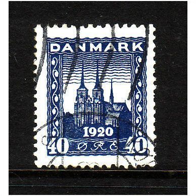 DENMARK 1920 40 ORE BLUE ROSKILDE CATHEDRAL SG212 FINE USED #2