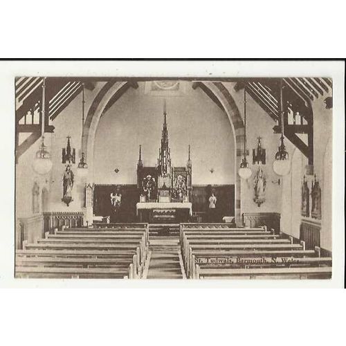 Wales BARMOUTH St Tudwal's Church Interior Postcard