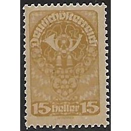 Mi 262 y (**): 15 h. ochre Definitive Stamp: Posthorn, thick grey paper