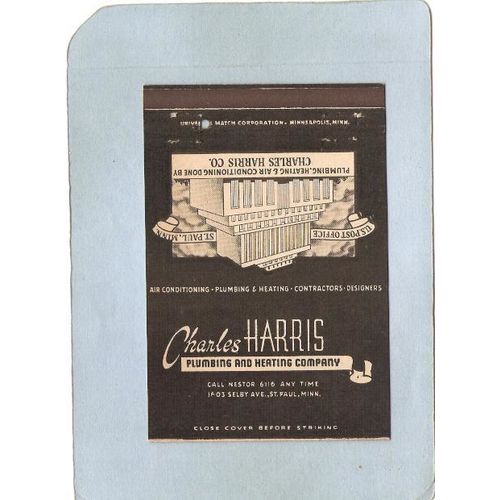 MN St Paul Matchcover Charles Harris Plumbing & Heating Co 1603 Selby Ave ~305