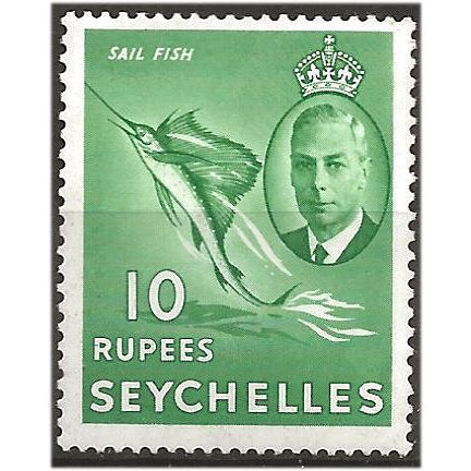 Seychelles 1952 SG172 10r Green Mounted Mint . ..
