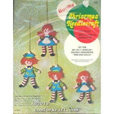 Jeweled Holiday Ornaments Mini Rag Dolls Kit 1638 [70162]