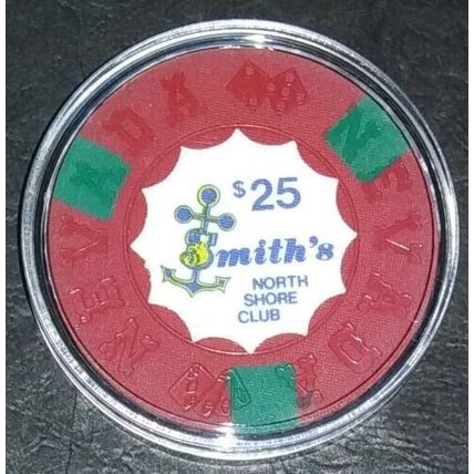 (1) $25. Smith's North Shore Club Casino Chip - 1970 - Lake Tahoe, Nevada