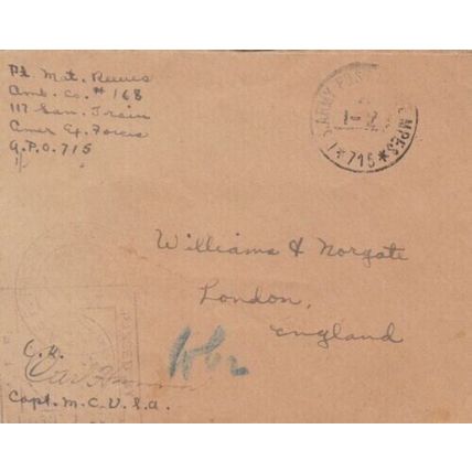 France Army Post Office 175 to London cover written VGC
