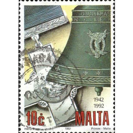 MALTA, George Cross and Memorial Bell, yellow 1992, 10c