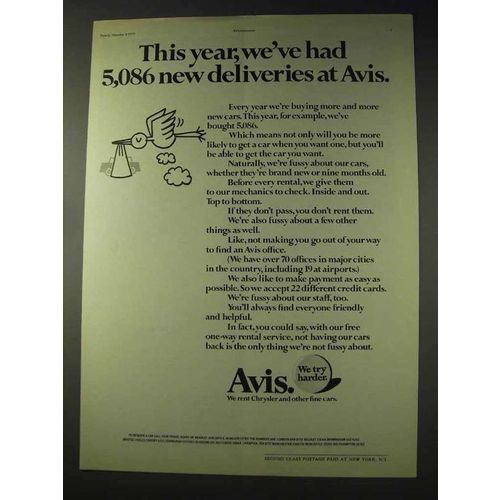 1975 Avis Car Rental Ad - We've Had 5,086 Deliveries