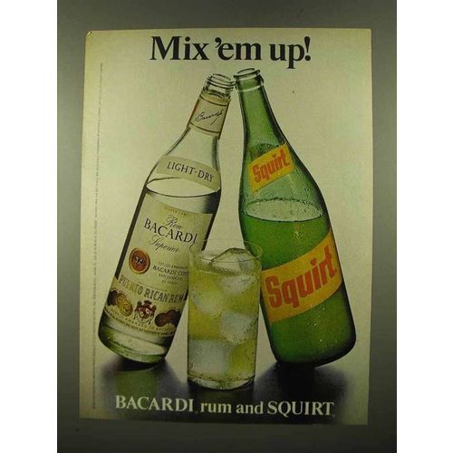 1975 Bacardi Rum and Squirt Soda Ad - Mix 'em Up!