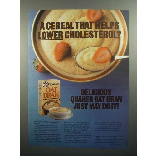 1984 Quaker Oat Bran Ad - Helps Lower Cholesterol