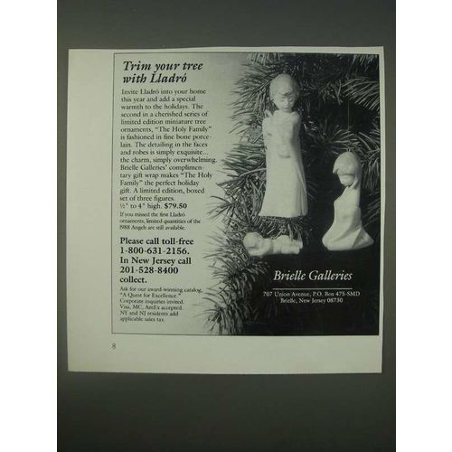 1989 Brielle Galleries Ad - Lladro The Holy Family Christmas Ornaments