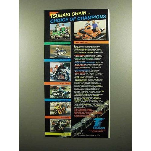 1990 Tsubaki Motorcycle Chain Ad - Jamie James +