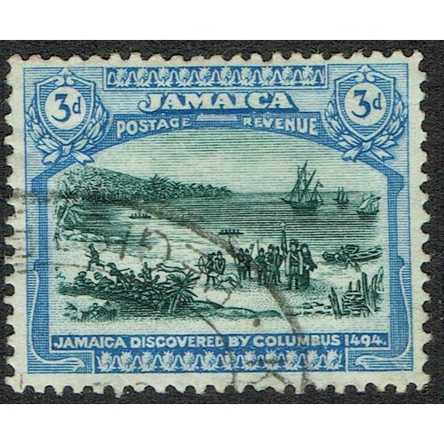 Jamaica 1919 3d Myrtle Green and Blue wmk Crown CA SG83 FU