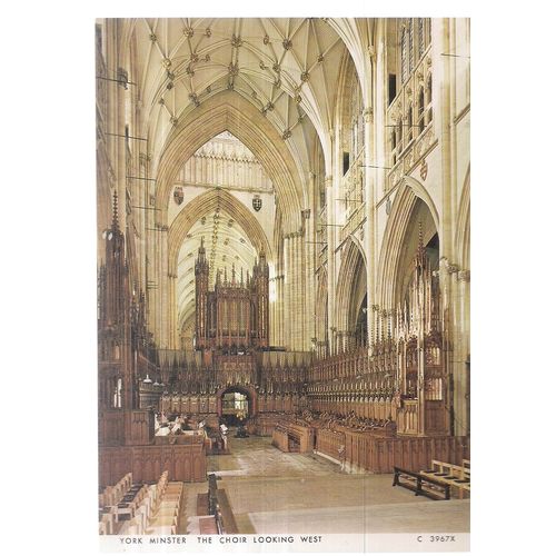 YORK MINSTER, CHOIR LOOKING West. unused vintage postcard by Judges #