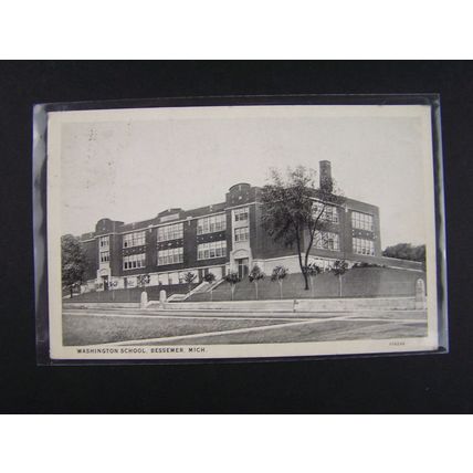 Washington School Bessemer Michigan Postcard 1950s