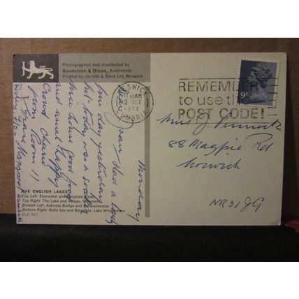 multiview, LAKE DISTRICT CUMBRIA used postcard 1978 stamp by Sanderson & Dixon =