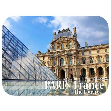 Paris France with The Louvre Fridge Magnet