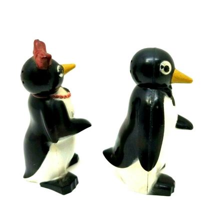 Vtg Willie & Millie Penguins 3.5" Salt And Pepper Shakers F & F Dayton Ohio (B87
