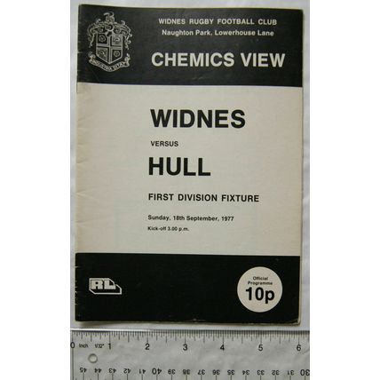 1977 programme Widnes v. Hull