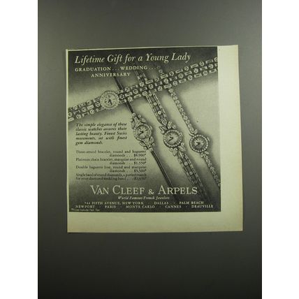 1952 Van Cleef & Arpels Watches Ad - Lifetime gift for a young lady