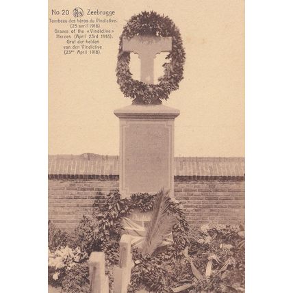 Zeebrugge Graves Of The Vindictive Heroes 1918 Military Belgium Postcard