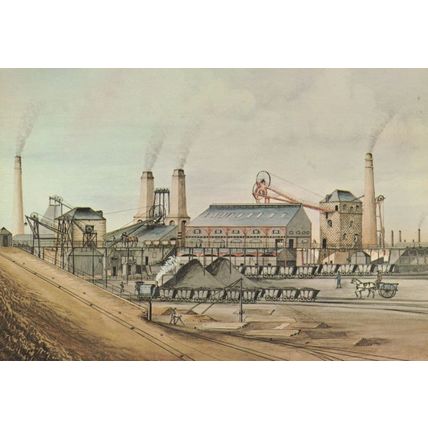 A Watercolour Drawing of Wearmouth Colliery Durham Mine Postcard
