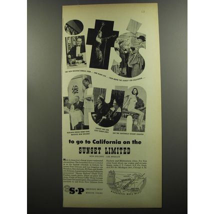 1953 Southern Pacific Railroad Ad - California on the Sunset Limited