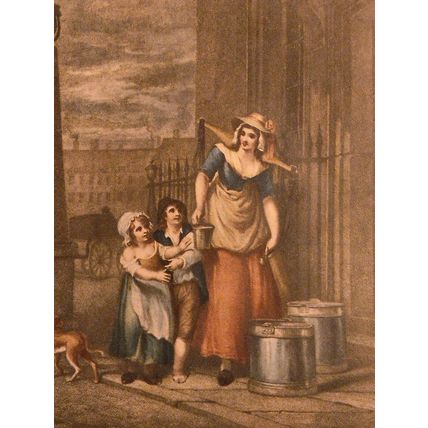 Francis Wheatley Cries of London Milk Below Maids Antique Art Print - No Frame
