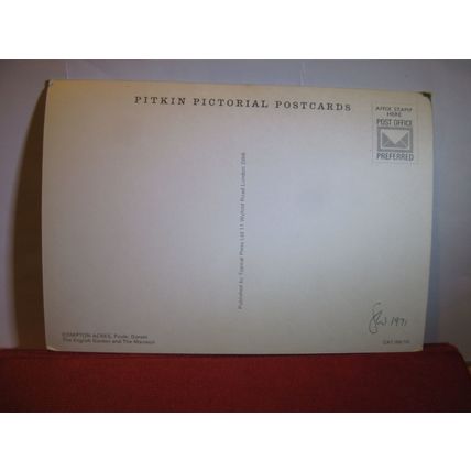 MANSION & GARDEN, COMPTON ACRES, Poole, Dorset. unused postcard dated 1971 #