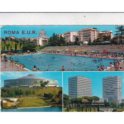 Roma EUR Italy Multiview Postcard used 1973 creased
