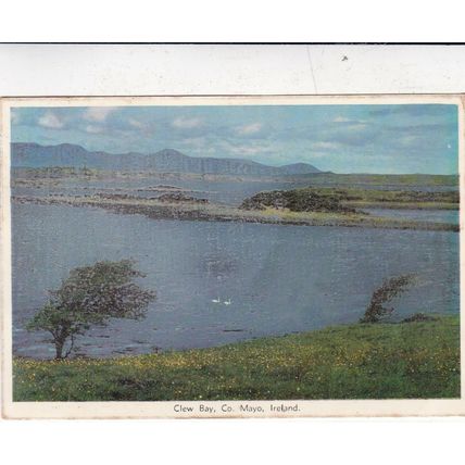 Clew Bay Co Mayo Ireland Postcard posted 1965 crease
