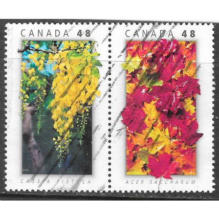 CANADA 2003 AUTUMN FLOWERS TREES ACER & FISTULA SE-TENANT 48c USED