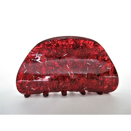 Red colorful glitter marbled hair claw clip