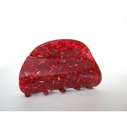 Red colorful glitter marbled hair claw clip