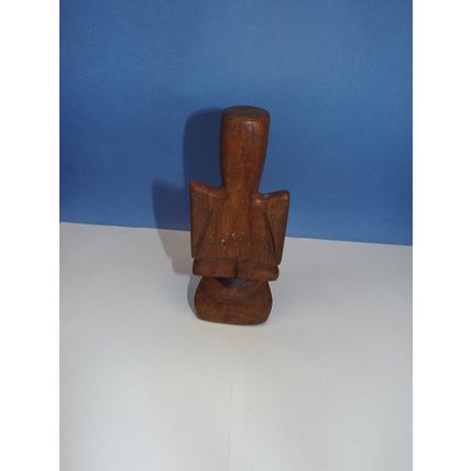 Handmade Carved Wooden 2 Tone Wood Sculptures of Dominican Shaman For Good Luck
