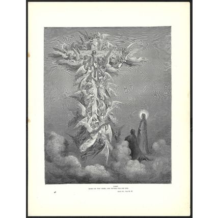 SOULS OF WARRIORS OF THE FAITH FORM A CROSS 1903 Gustave Doré ANTIQUE ENGRAVING