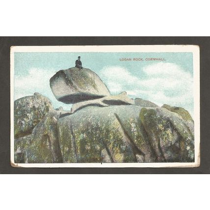 Postcard Cornwall Logan Rock near Porthcurno
