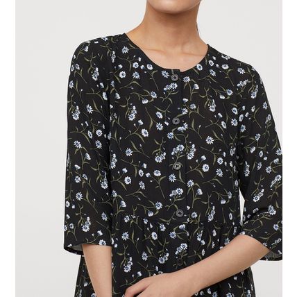 New HM Divided Baby-Doll Dress, Black Floral Size 10