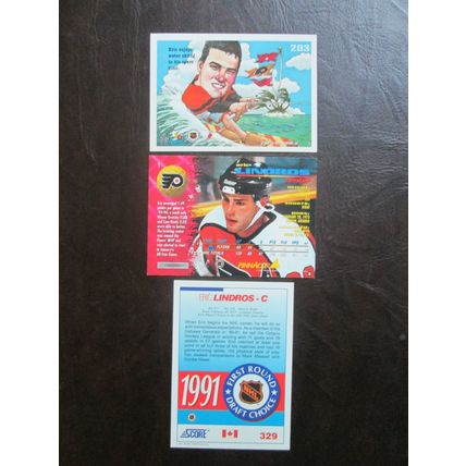 Three (3) Eric Lindros Hockey Cards (See Pictures and Description Below)