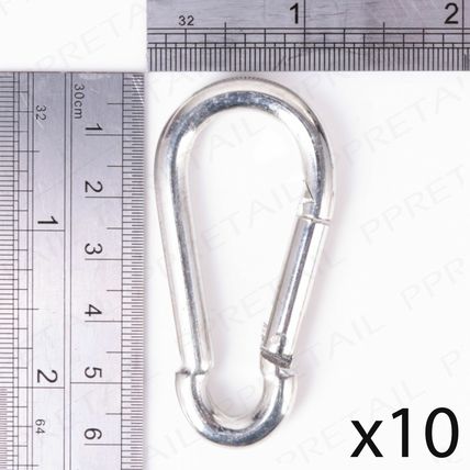 STEEL CARABINER SPRING-LOADED 10x Small Clip Snap Hook Carabina/Karabiner 7x70mm
